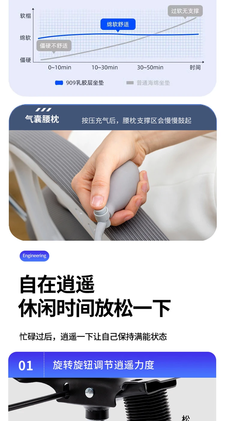 Mobile Swivel Malla Oficina De Sillas With 3D Headrest Conference Computer Staff Mesh Chair With 2D Lumbar Support