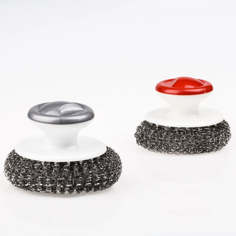 Оптовая Продажа предметов домашнего обихода из нержавеющей стали круглая щетка для чистки