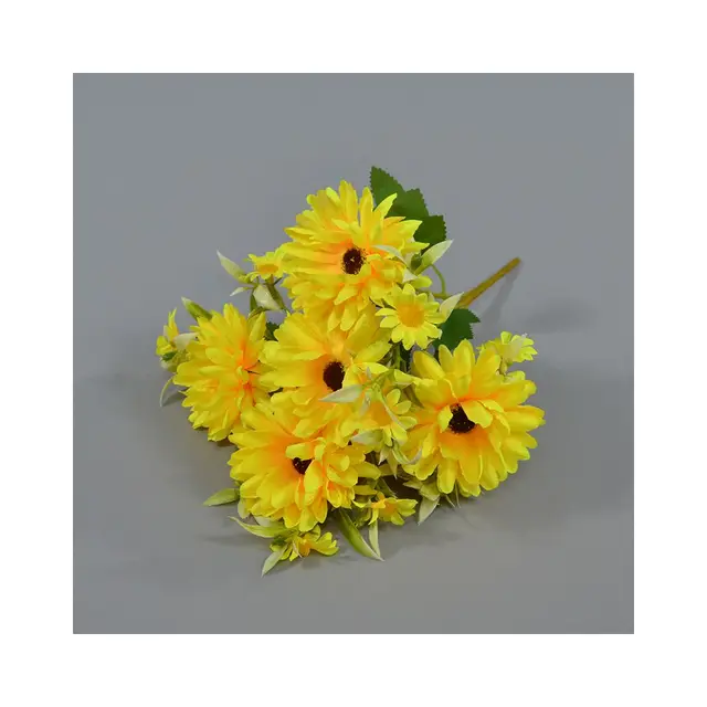 Artificial Marigold Bouquet Chrysanthemum Artificial Flower Bouquet Silk Arrangement Faux Bouquet funeral Decor