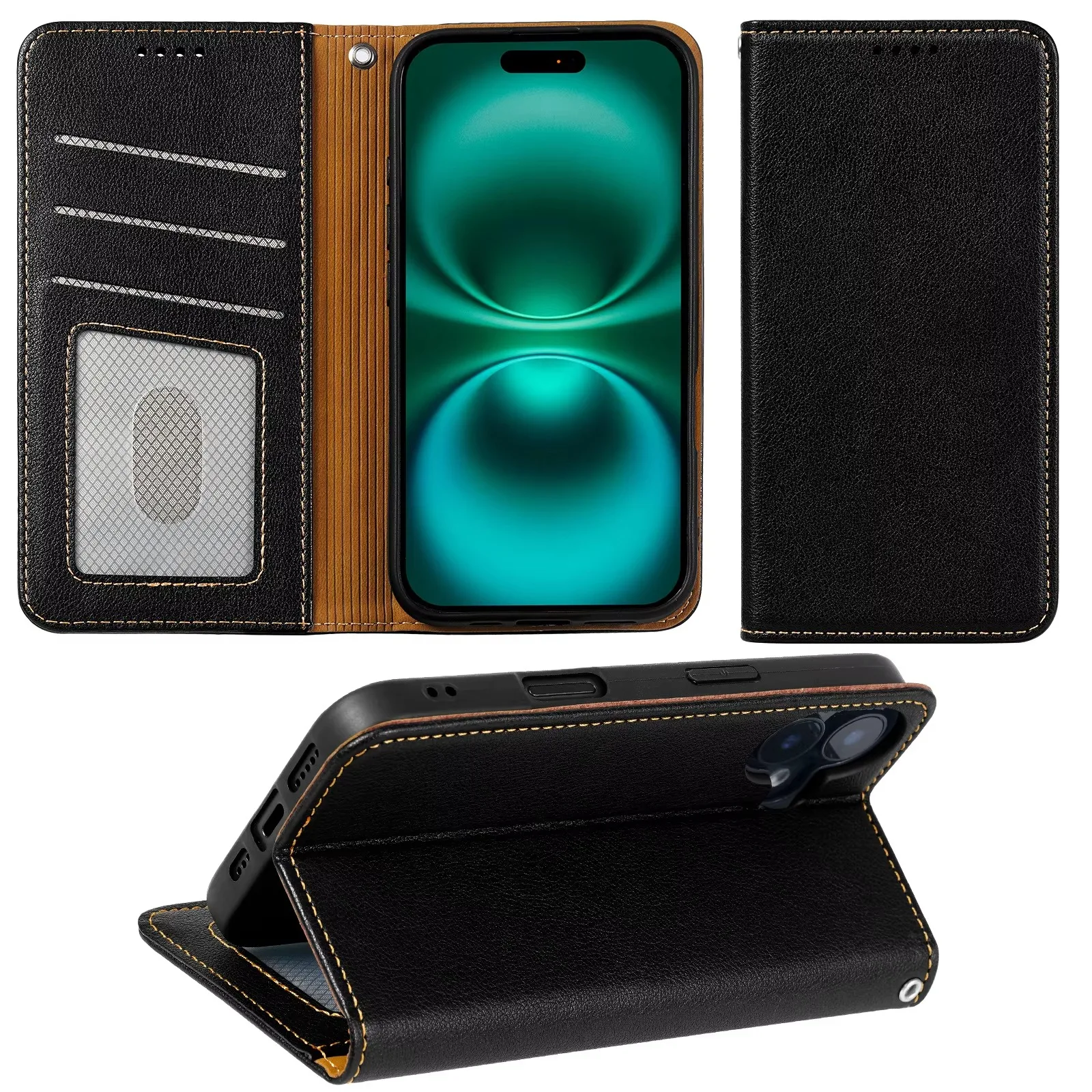 Laudtec Leather Phone Cases for Iphone 17 Air 16 Pro Max Wallet Card Slot Shell Shockproof Luxury Customized Logo Sjk1058