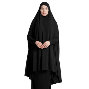 One Piece Overhead Prayer Dress Abaya Niqab Scarf for Burka Ramadan Large Khimar Muslim Women Polyester MAXI Long Sleeve