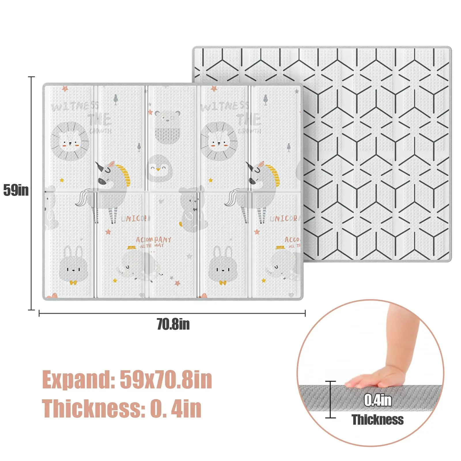 Foldable & Reversable Large Waterproof Foam Baby Activity Tummy Time