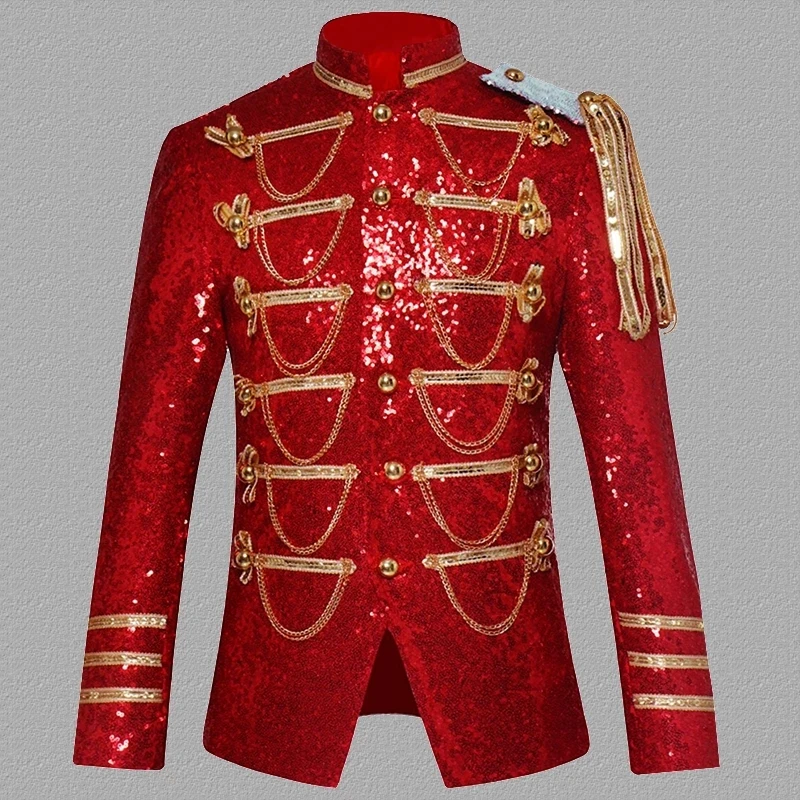 Hommes Sequin Smoking Costume Veste Blazer Manteau Fête Showman de Déguisement e