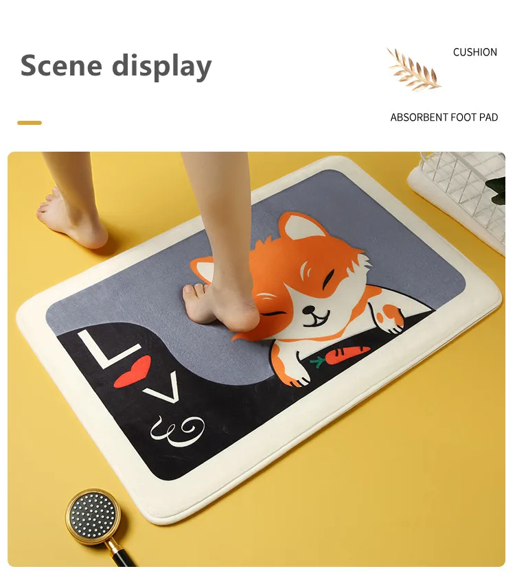 Funny Microfiber Bath Mat Non-Slip Novelty Rabbit & Fox Pattern Soft Absorbent for Household & Hotel Use Bathroom Rug for Floor manufacture