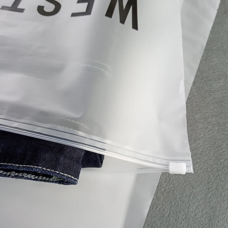 Pe Cpe Pla Logo Printed Matte Frosted Transparent Swimwear Clothes Packaging Zipper Closure Plastic Ziplock Bag