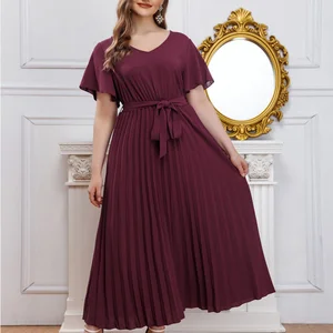 New Big Size Women Temperament Commuter Loose Middle East Big Size Pleated Dresses