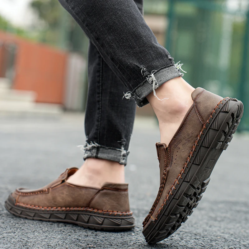 New Arrival OEM Service Custom Logo Men Microfiber Leather Handmade Business Shoes Men Loafers