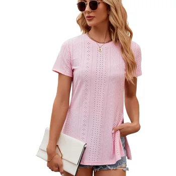 Women's Scoop Neck Short/Long Sleeve Tees Cotton T Shirts Blouse For Women Lady Casual