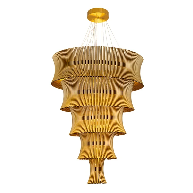 PMU8785 Good Quality Indoor Hotel Lobby Villa Decoration Chandelier Custom Large Project Led Pendant Light  