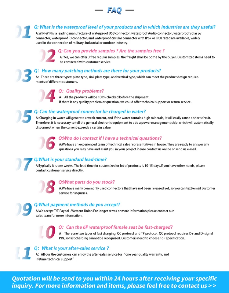 Waterproof Class IPX8 USB TYPE C 6Pin 16Pin Waterproof Connector With Waterproof Ring