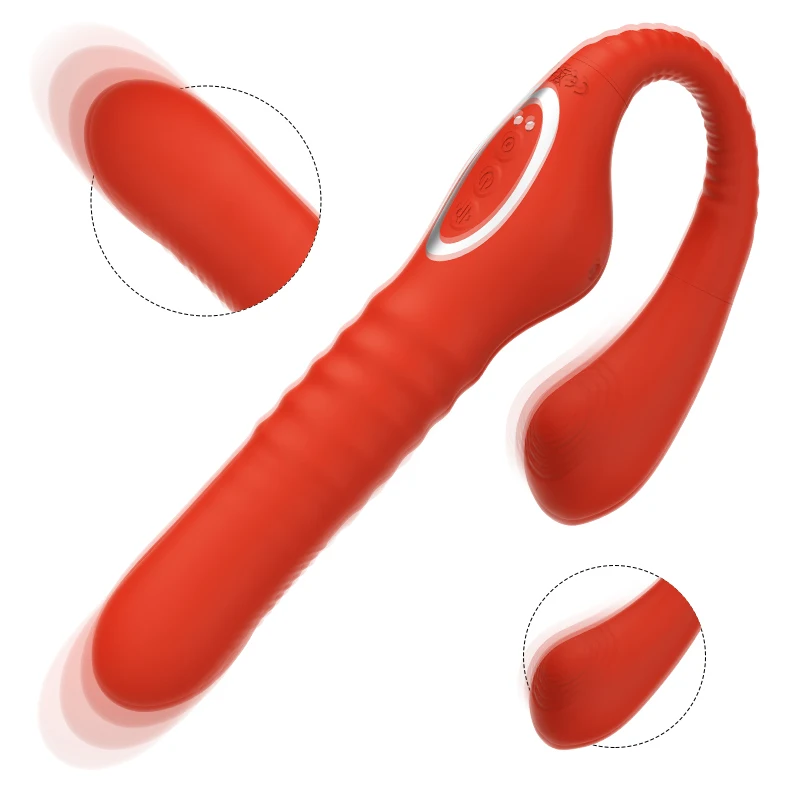 Hotsales Lesbian Vibrator Dual Dildo Flapping Rotating Telescopic G-Spot  Massage Clitoris Stimulator Sex Toy for Women