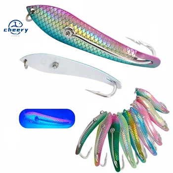 CHEERY New Stainless Steel Trolling Fishing Lure Single Hook Metal Drone Spoon Live Bait for Saltwater Fish Fish Scale Design – Metal Jig – view 2