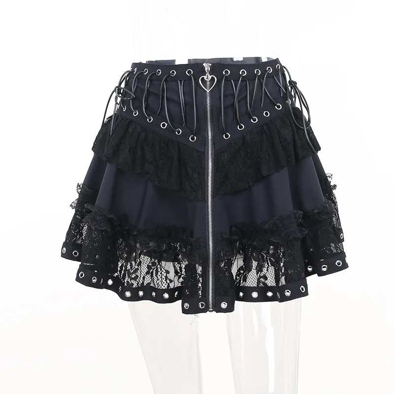 PengGengA Top Corto Gotico Nero - Maglia In Rete Maniche Lunghe, Stile Punk Alternativo - Foto 9
