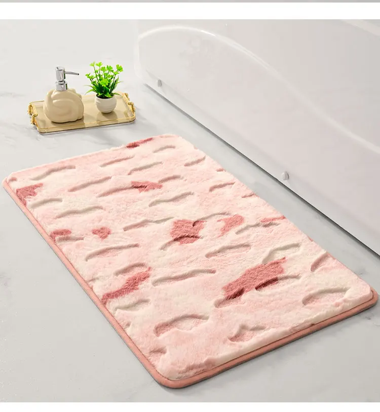 New Design Faux Rabbit Fur Bathroom Rug Mats Super Water Absorbent Bath Rugs Floor Mat Bathroom Mat manufacture