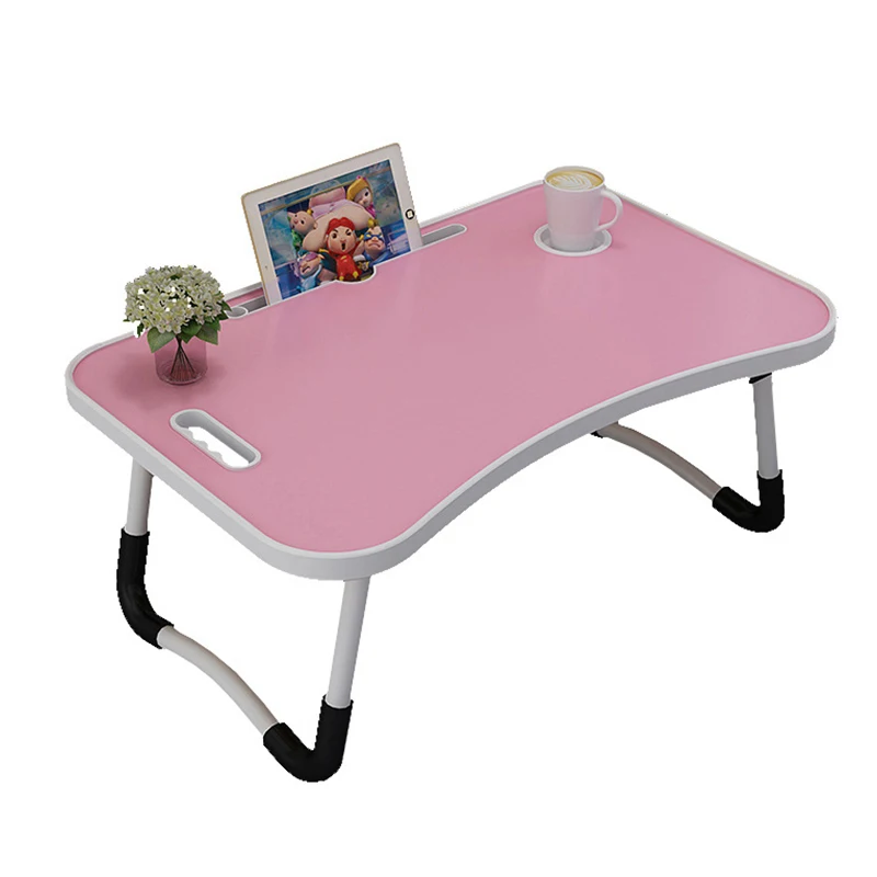 Adjustable Folding Wooden Design Computer Laptop Tray Desk Mini Bed Table with Metal Material for Breakfast & Writing