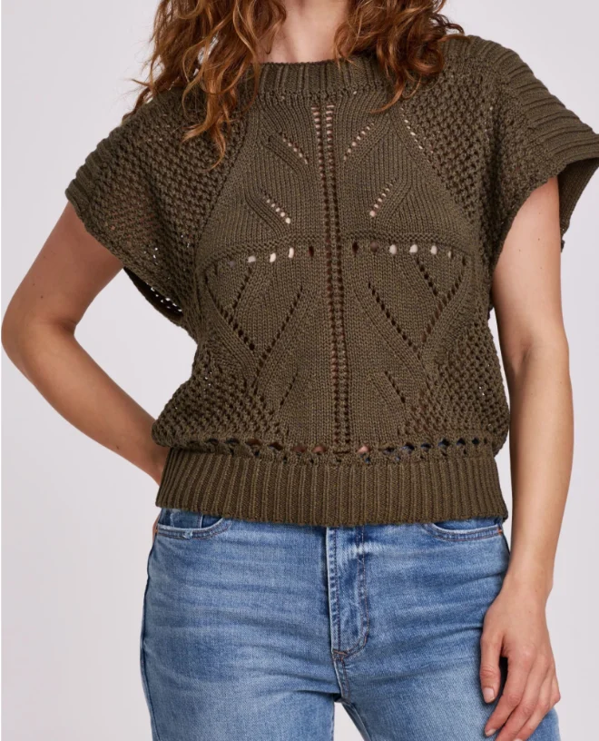 Olive Green Jacquard Crochet Women