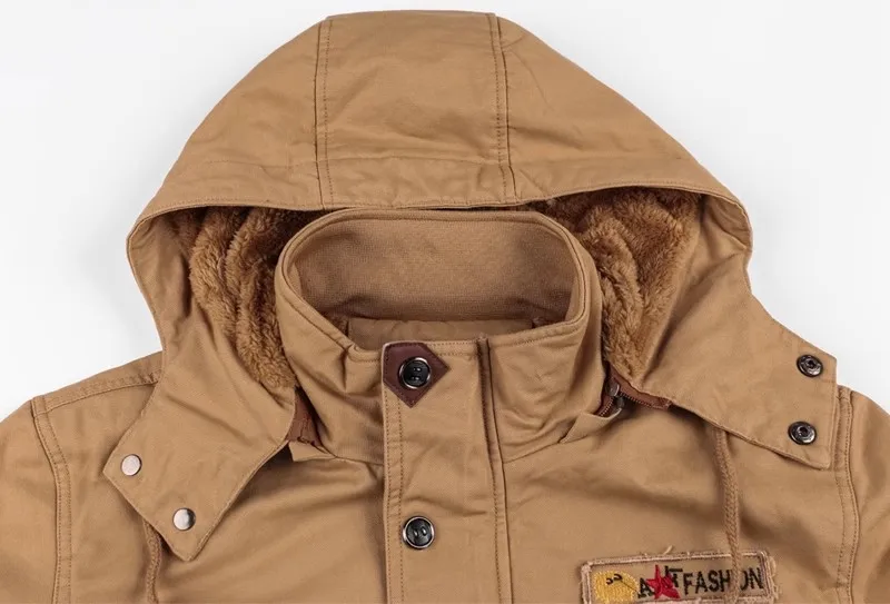 Men's Hooded Winter Jacket With Stand Collar And Warm Fleece Lining_voghion.com