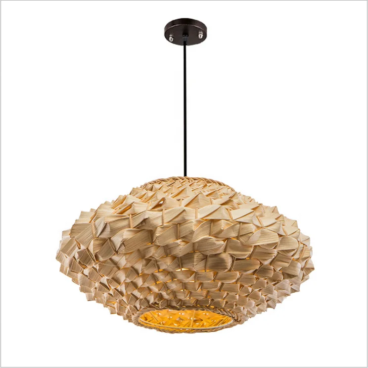 Creative Customized Pineapple Shape Natural Bamboo Woven Modern E27 Led Wicker Pendant Lamp