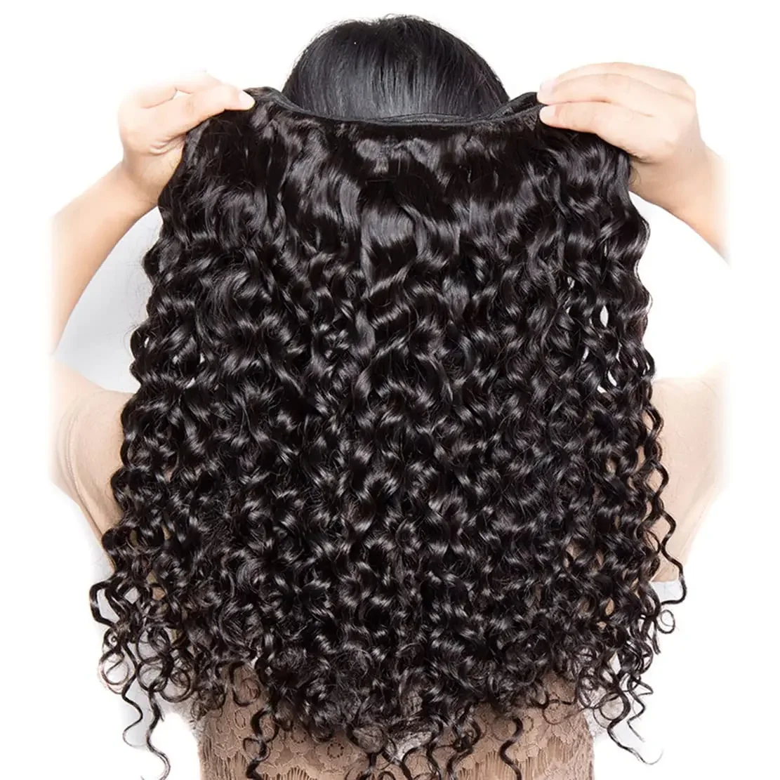 10A Water Wave Menselijk Haar Braziliaanse Maagdelijke Natte Wavy Bundels Krullende Extensions Natuurlijk Zwart_voghion.com