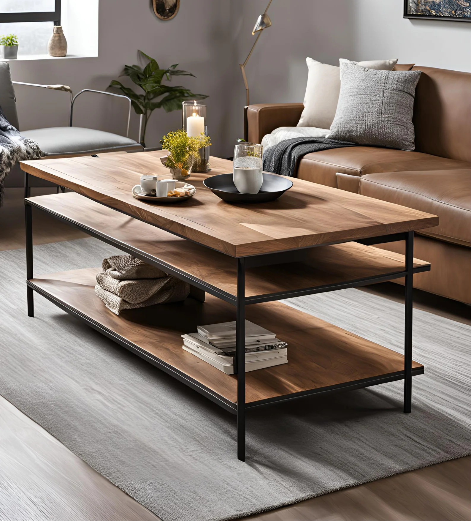 Modern Three-Tier Rectangle Coffee Table with Storage Shelf| Alibaba.com