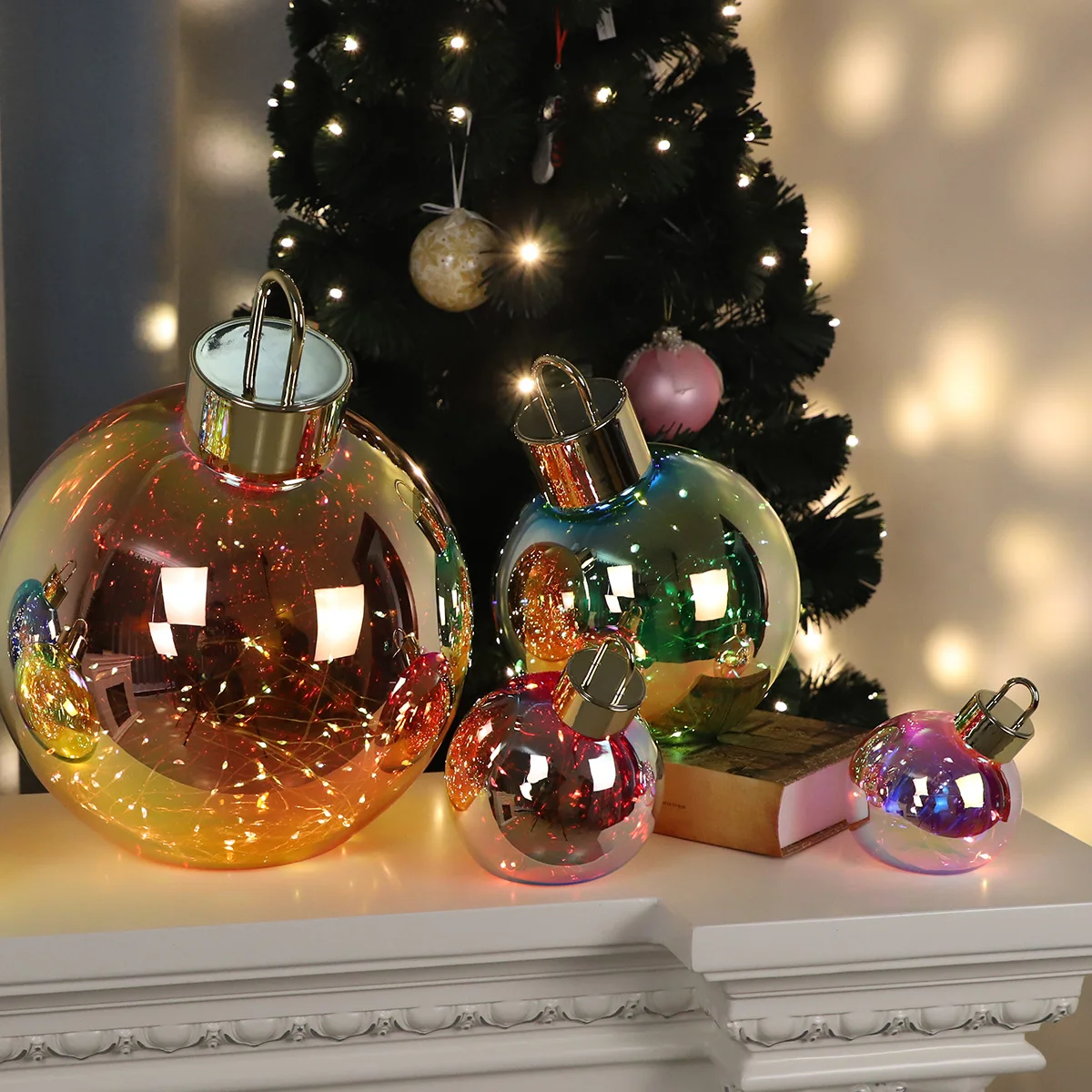 Christmas Decorative High Quality Big Glass Ball Multiple Size Home Garden Festival Party Glowing Decoration Gift For New Year