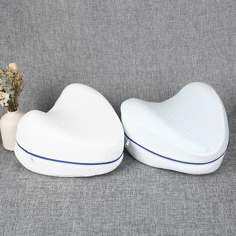 Benutzer definiertes Logo heißer Verkauf nach Hause atmungsaktiv weich blau weiß Farbe Memory Foam Füllung schlafendes Knie kissen mit Riemen
