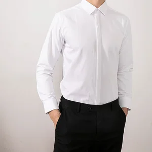 45% Cotton White Formal Business Mens Slim Fit Long Sleeve Men's Dress Shirts High Quality