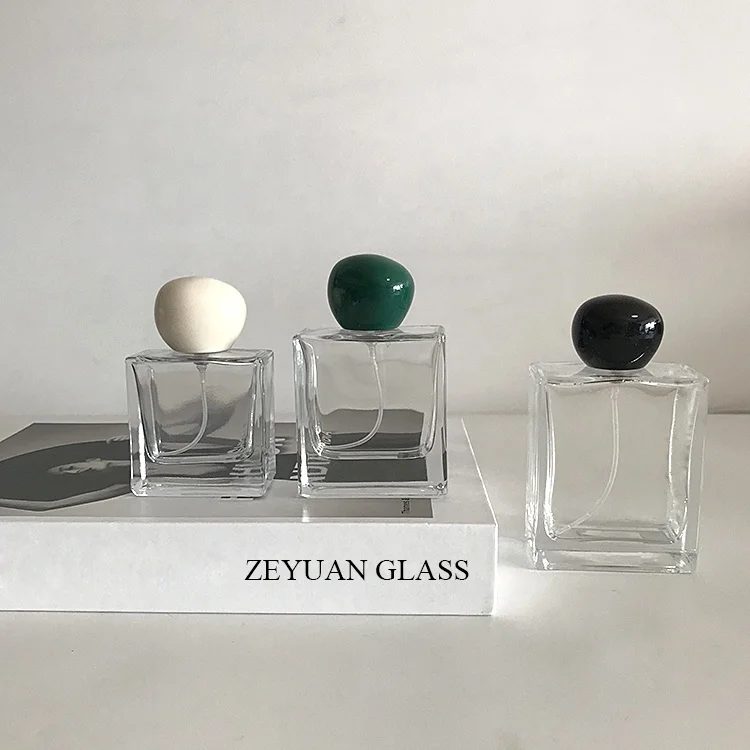 30ml 50ml 100ml Square Rectangle Spray Glass Bottles With Plastic Caps Empty Perfume Bottle for Packaging