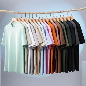 Loose Fit T Shirt Custom Fashion Plain Blank Tee Shirt100% Cotton Pullover Premium Men Custom Logo Embossed Men'S T-Shirts