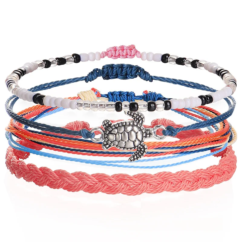 16 Stück Surfer-Armbänder Set – Verstellbar, Wasserdicht, Handgefertigt, Bunte Farben