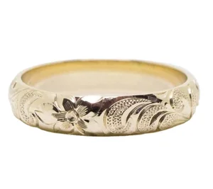 Customized 18k Gold Plated Hand Carving Plumeria Hawaiian Ring for Men and Women Jewelry Custom