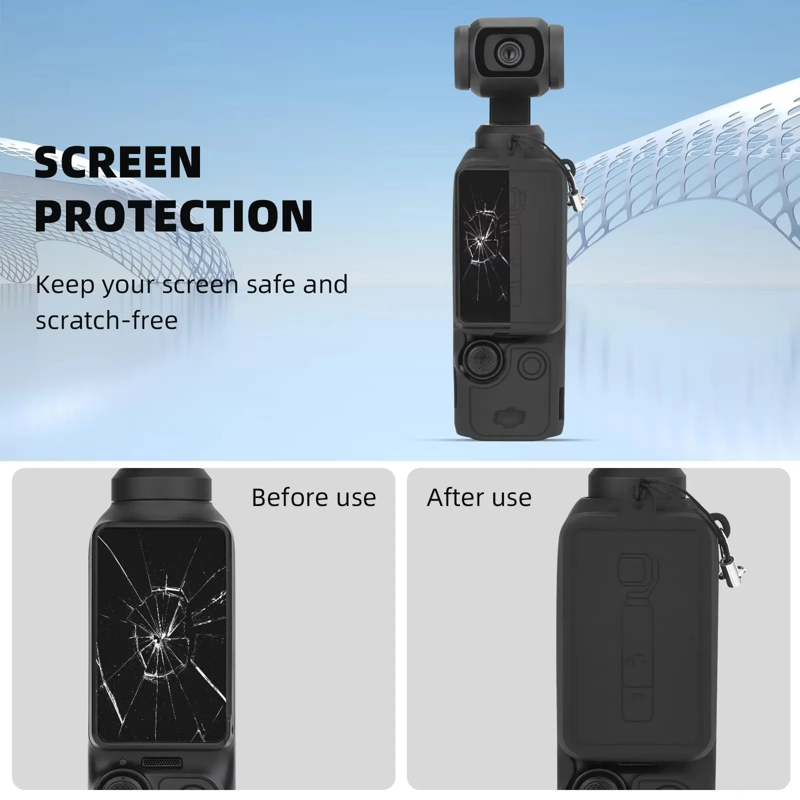 product laudtec dustproof silicone protective case for dji osmo pocket 3 lens screen cover anti loss strap travel sleeve sjk1083-8