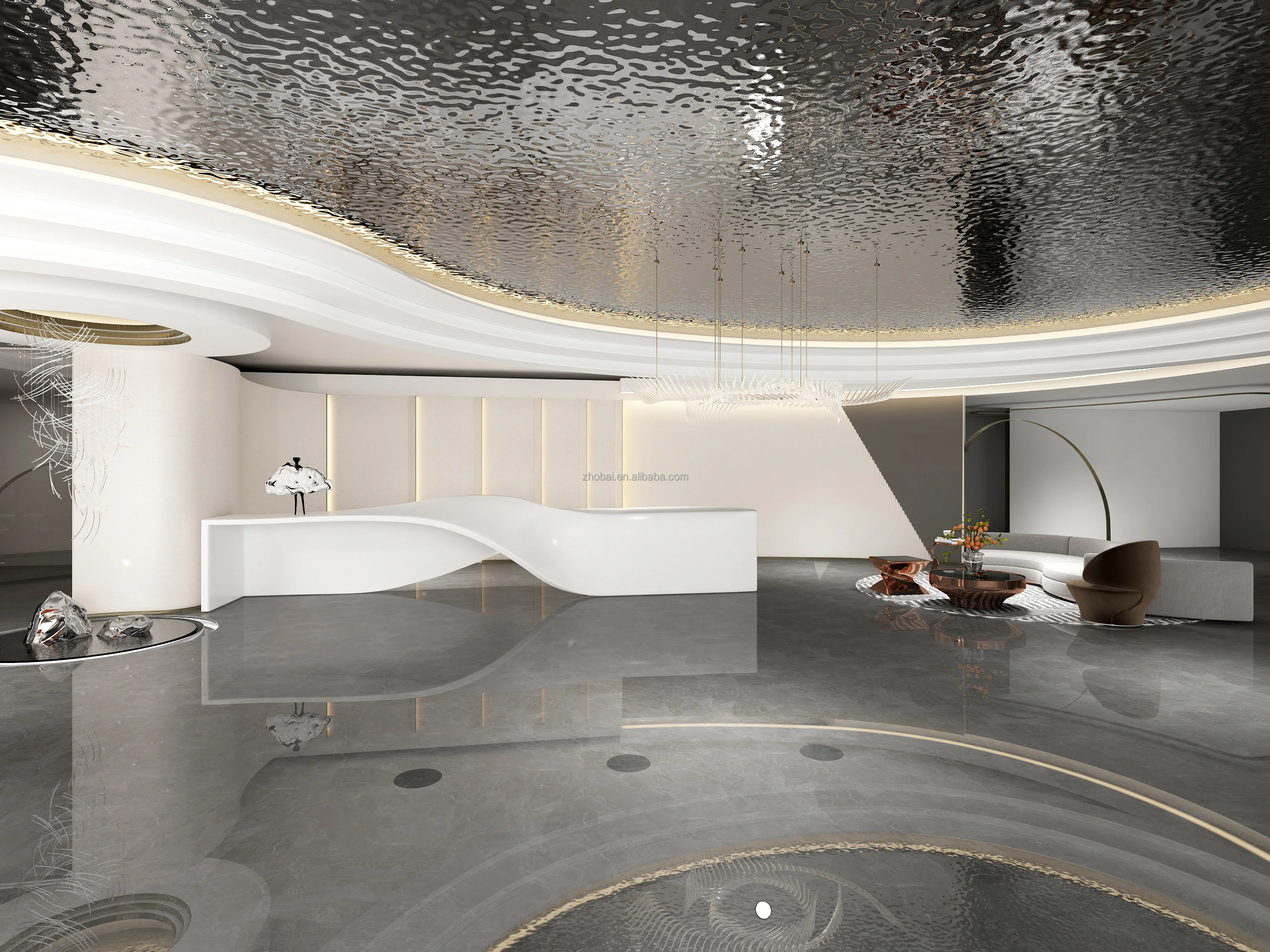 Luxury Modern Customizable Reception Counter Desk for Hotels Salons Offices Schools Gyms Hospitals Malls LED Light Eco-Friendly 2