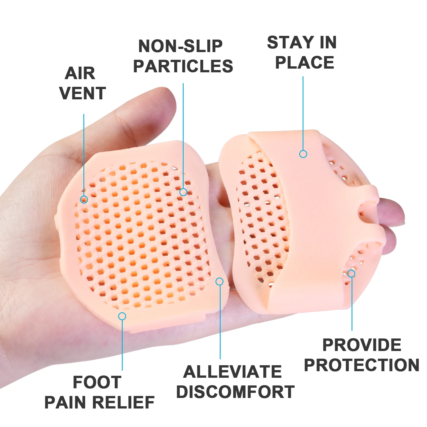 Breathable Sofe Forefoot Pads Foot Pain Relief Silicone Ball Of Foot