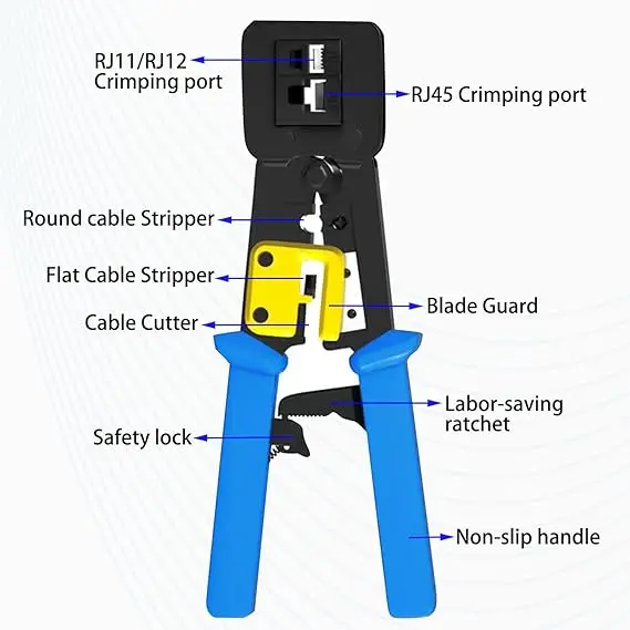 Network Tools Pass Through Ez Rj45 Crimper For Cat5 Cat5e Cat6