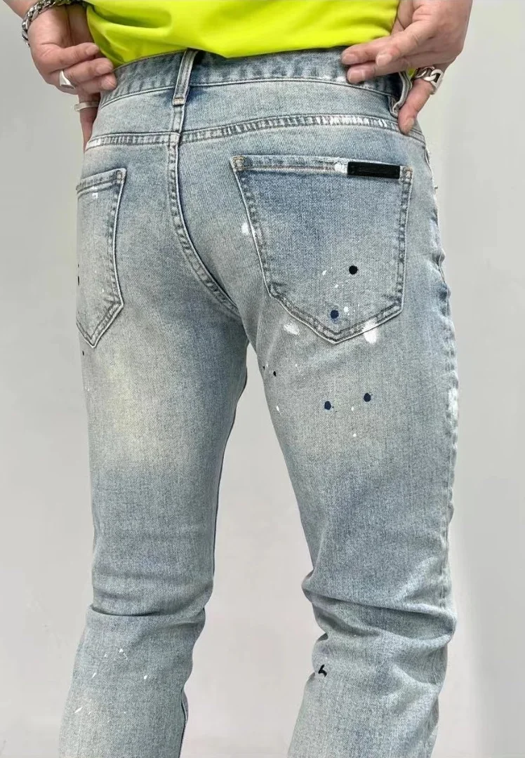 Men's Fashion Jeans Vintage Skinny Jeans Men Stacked Denim High Quality Stretch Men Jeans