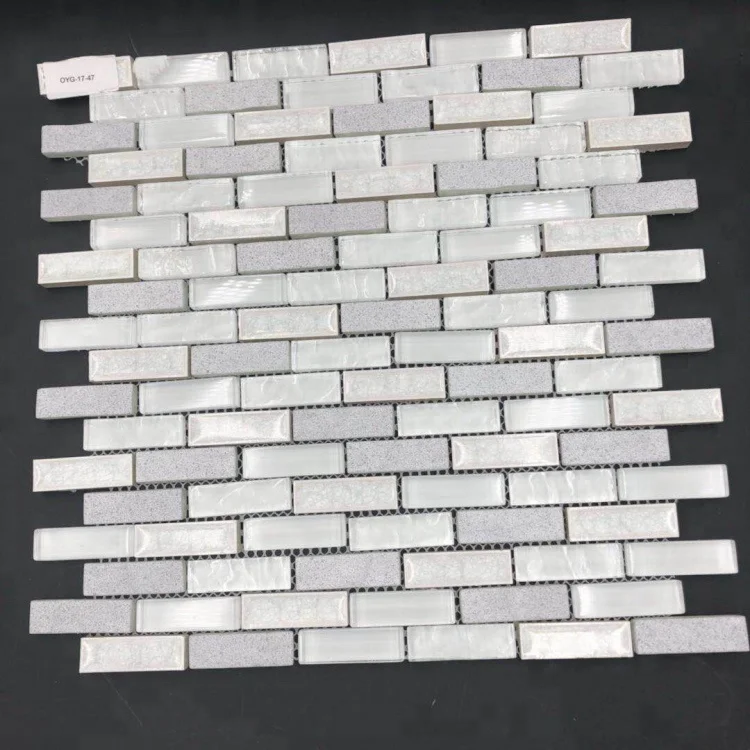 Crystal Glass Mix White Marble Mosaic Use for Wall Backsplash and Bath Room Wall