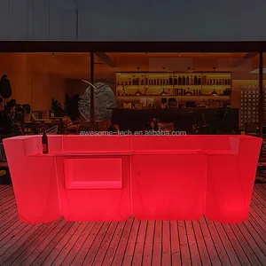LED Illuminated Lighting Bar Counter Outdoor Portable Colorful Plastic Party Table for Nightclub KTV Lounge Commercial Furniture