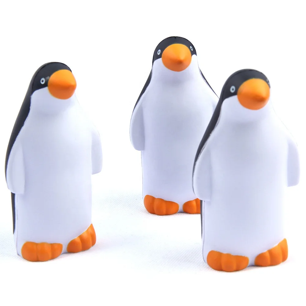 Cute Custom Logo Printing Squeeze PU Foam Stress Relief Anti-stress Penguin Stress Ball