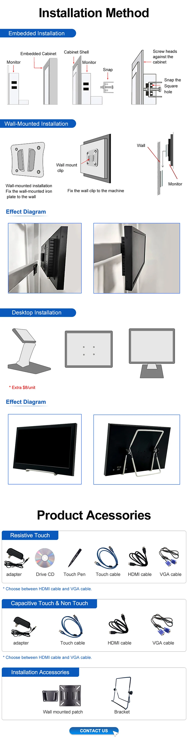 Factory 12.5 Inch Industrial Monitor IPS Full HD Aluminum LCD Display 1920*1080 LED Industrial Screen