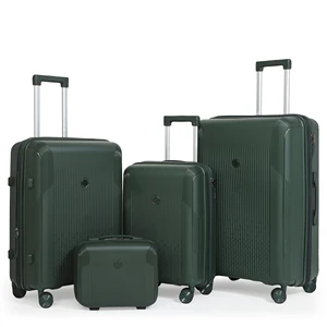 Luxury 3pcs PP Hardside Suitcases Set 14+20+24+28 Inch Light Weight Alloy Spinner Modern Expandable Durable 4-Wheel for Business