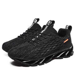 Black technology breathable flying woven fish scale upper blade sole casual men