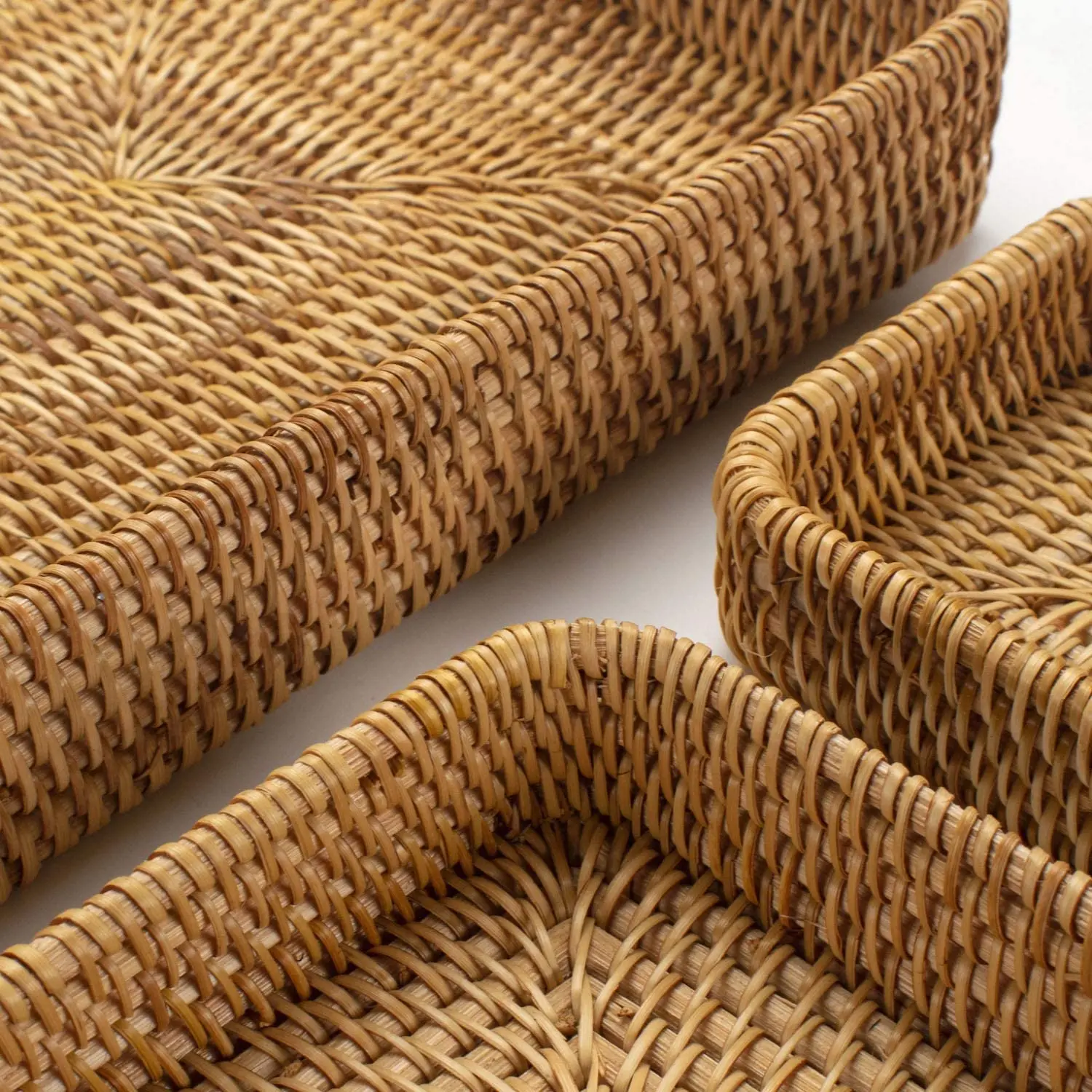 3 Set Rattan Tray Multi Purpose Adjustable Cutlery Bamboo Storage Trays for Bathroom Top