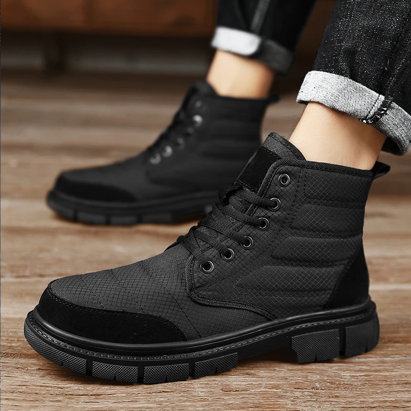 Custom Logo Snow boots High Top Boots For Men Wholesale Leather Shoes Rubber Sole Work Outdoor Hiking Mans Boots For Men