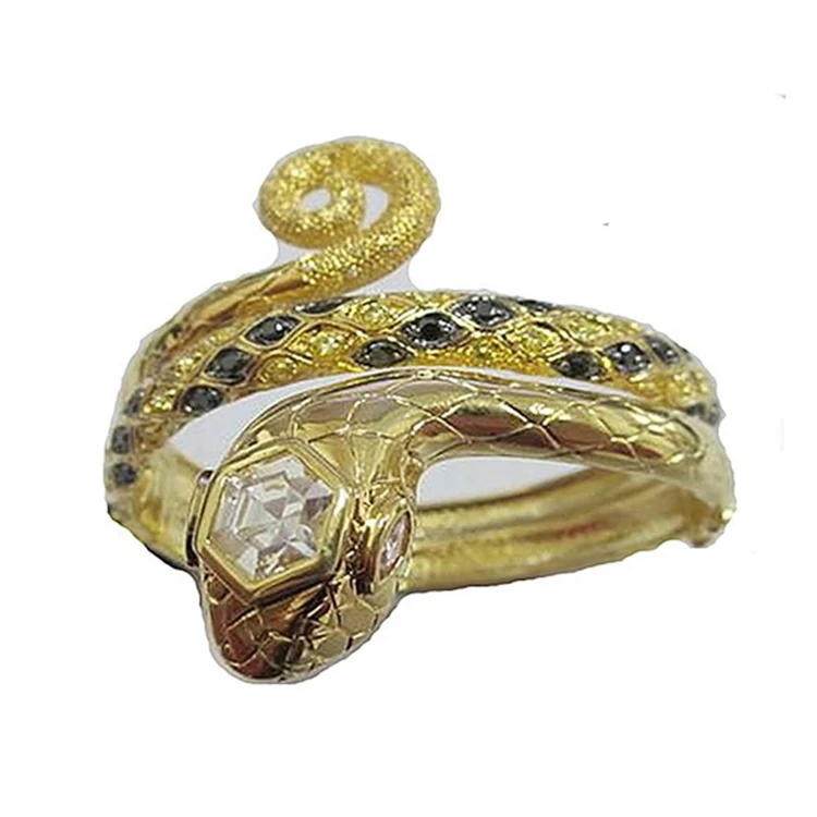 Snake Design 18k Gold Bangle Saudi Arabia Jewelry Wholesale Gold Cool Snake Coil Shape Designer Adjustable Bracelet