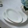 WhiteEmbossed oval plate 25.5*16*3