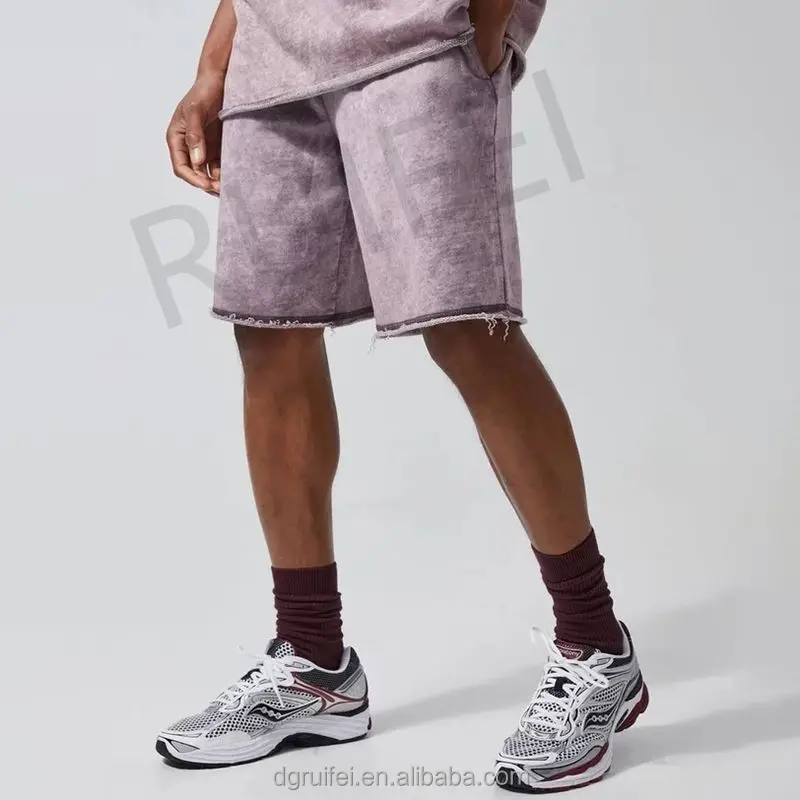 Custom Athletic Sweat Raw Edge Distressed Sun Dried Shorts