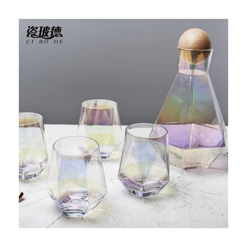 Custom Logo Amber Diamond Cold Glass Wine Water Pitcher Jug Drinking Glass  Cup Tea Carafe Kit Color Stainless Steel Lid Water Glass Set - China  Glassware and Cafetera price