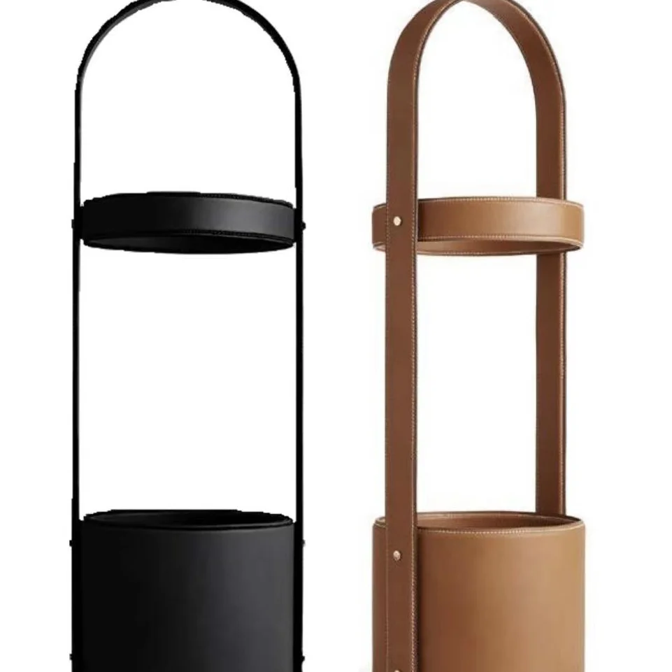 Оптовая продажа высокая круглая креативная стойка для зонтиков металлические кожаные подставки уникальные декоративные
