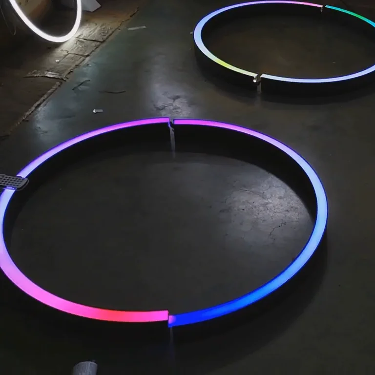 DMX Control 12V 24V Circular Linear Pixel Chandeliers Digital RGB Led Pendant Light for Nightclub